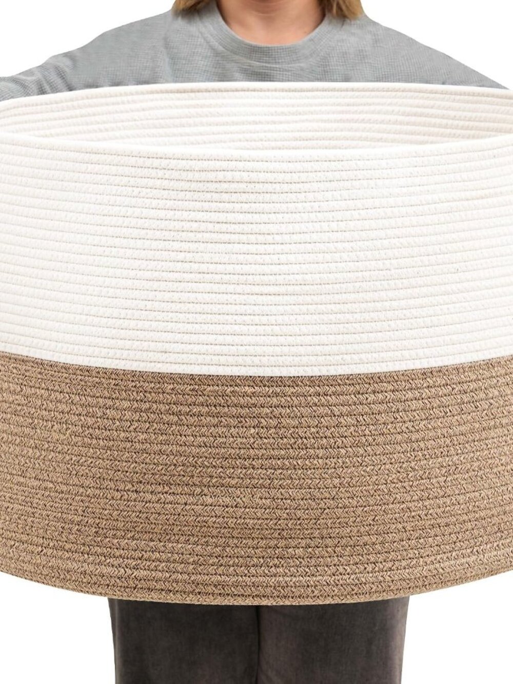New Foldable Laundry Hamper Basket with Collapsible Handle Cotton Rope Soft Wove